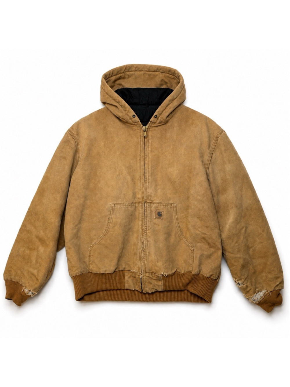 Carhartt Duck Jacket Men’s XL Brown Quilted Lined Hooded Work Coat J130 BRN